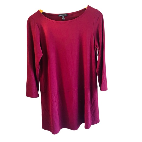 Eileen Fisher Tops - EILEEN FISHER Mulberry Jersey 3/4 Length Sleeve Tunic Top